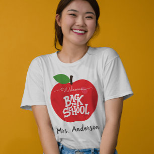 Custom Name Apple Welcome Back to School Teacher T-Shirt