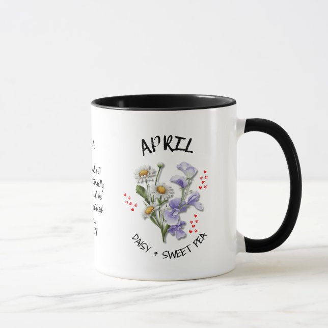 Custom Name APRIL Birth Month Flower Christian  Mug (Right)