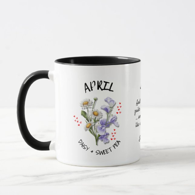 Custom Name APRIL Birth Month Flower Christian  Mug (Left)