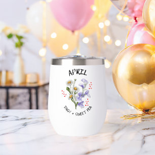 Custom Name APRIL Birth Month Flower Christian Thermal Wine Tumbler