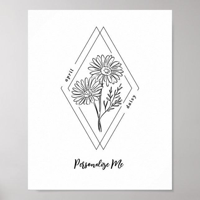 Custom Name April Daisy Birth Flower Poster (Front)