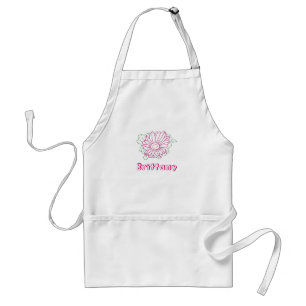 Custom Name Apron, pink fuchsia sunflower Adult Apron