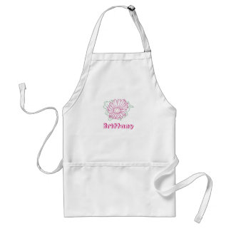 Custom Name Apron, pink fuchsia sunflower Adult Apron