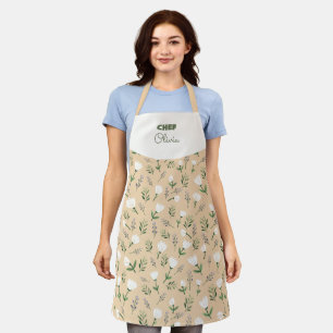 Custom Name Apron – Vanilla Floral Print