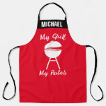 Custom Name Aprons, Funny My Grill My Rules Chef Apron