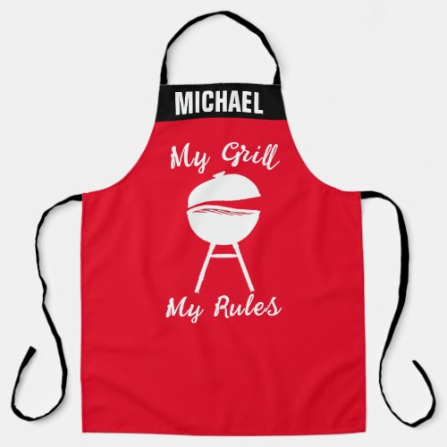Custom Name Aprons Funny My Grill My Rules Chef Apron