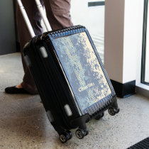 Louis name meaning letter L red blue crest lion Luggage