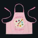 custom NAME Art class school Artist Apron<br><div class="desc">Add your name and change the background colors! 

Fantastic watercolor illustration hand painted in our studio. 
Unisex art apron. Use it at home,  in school or in your creative art class atelier.</div>
