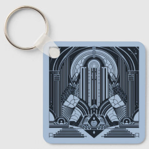Custom Name Art Deco Keychain
