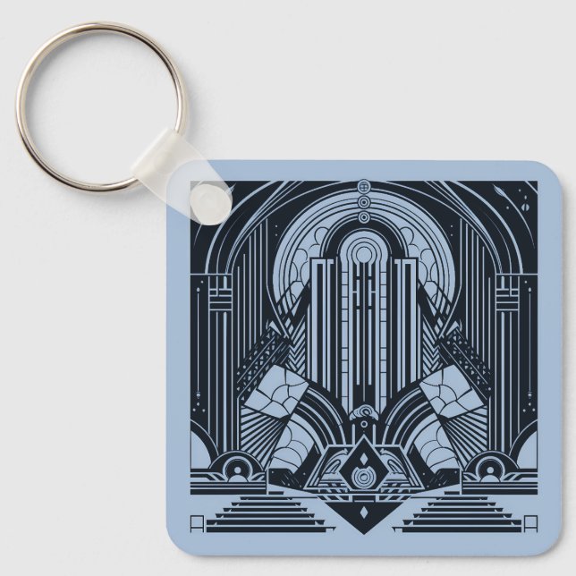 Custom Name Art Deco Keychain (Front)