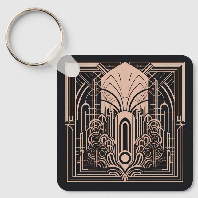 Custom Name Art Deco Keychain (Front)