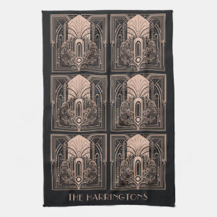 Custom Name Art Deco Kitchen Towel