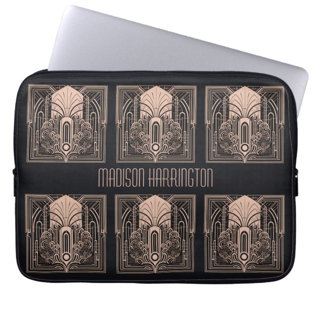 Custom Name Art Deco Laptop Sleeve (Front)