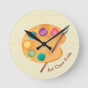 custom NAME Art teacher Art class gift paint Round Clock
