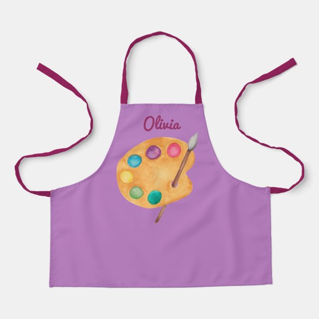 custom NAME Artist art palette paint kids apron  (Front)