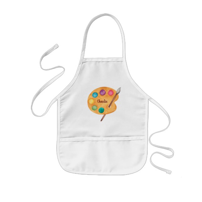 custom NAME Artist art palette paint kids apron  (Front)