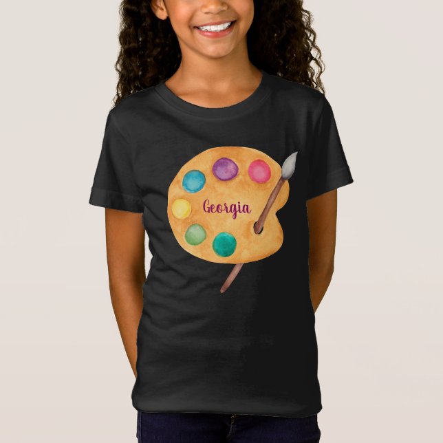 custom NAME Artist art palette paint kids  T-Shirt (Front)