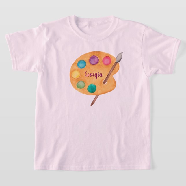 custom NAME Artist art palette paint kids T-Shirt (Laydown)