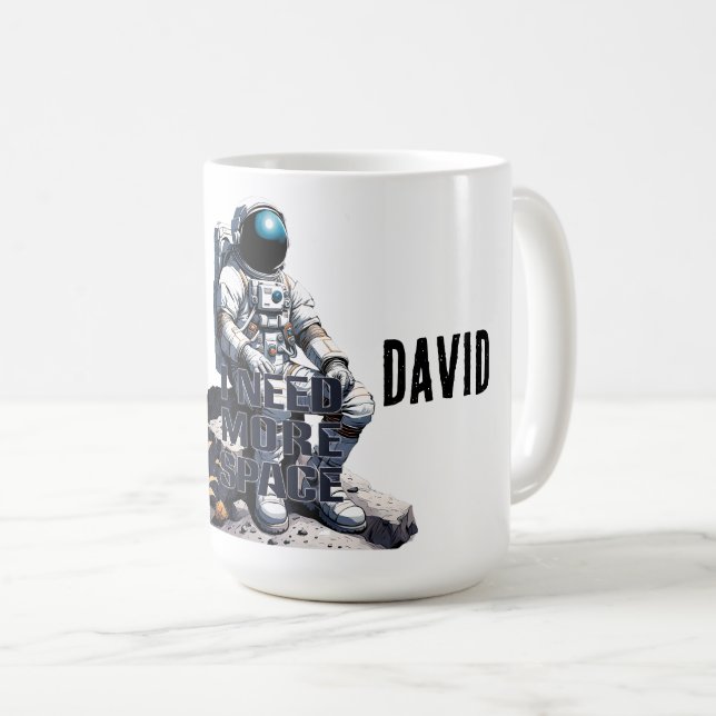 Custom Name Astronaut - 'I Need More Space' Coffee Mug (Front Right)