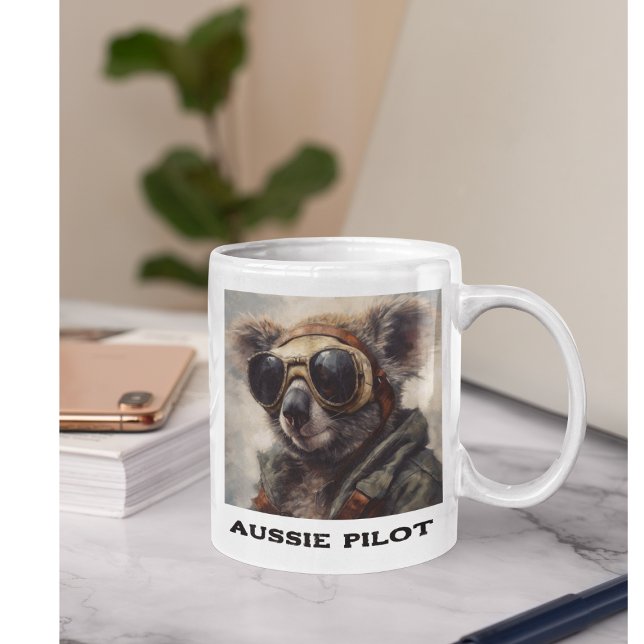 Custom Name Aussie Pilot Koala Aviator Coffee Mug (Creator Uploaded)