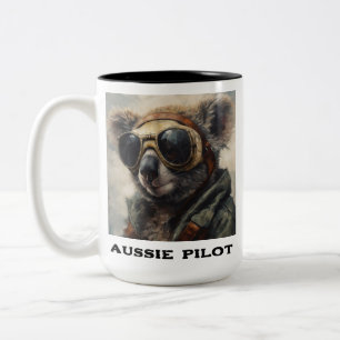 Custom Name Aussie Pilot Koala Aviator Coffee Mug
