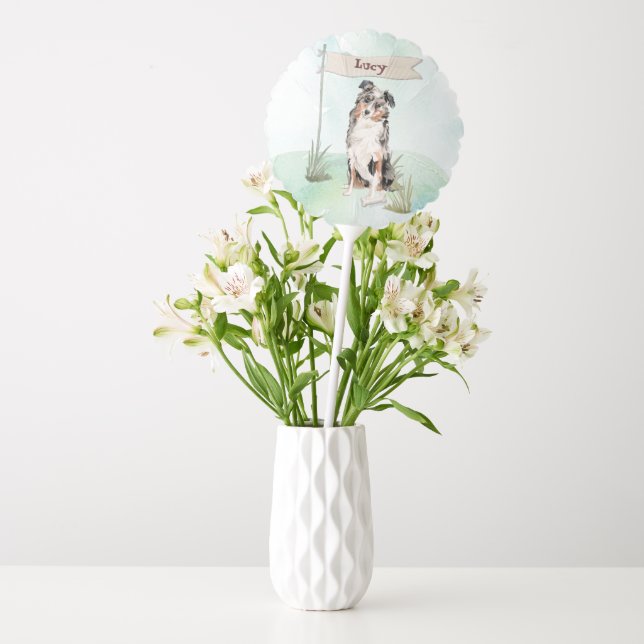 Custom Name Australian Shepherd Pet Dog Balloon (Vase)