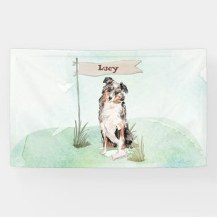 Custom Name Australian Shepherd Pet Dog Banner