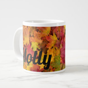 Custom Name Autumn Fall Leaves Coffee Tea Cup