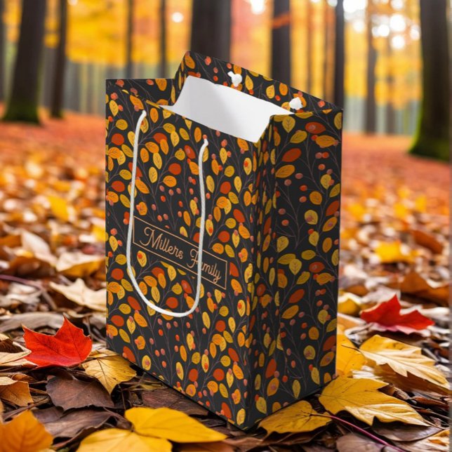 Custom Name Autumn Leaves  Medium Gift Bag (Creator Uploaded)