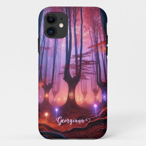 Custom Name Autumnal Enchanted Whimsigoth Forest iPhone 11 Case
