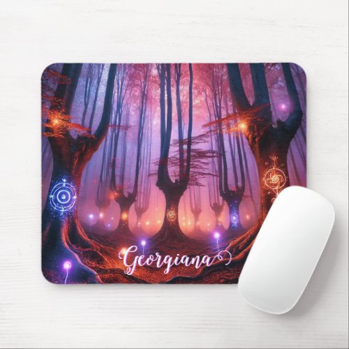 Custom Name Autumnal Enchanted Whimsigoth Forest Mouse Pad