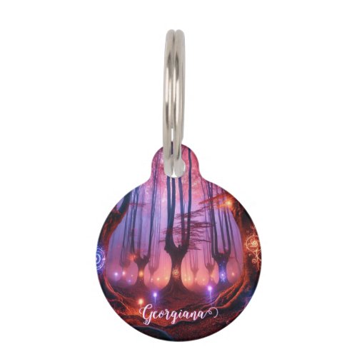 Custom Name Autumnal Enchanted Whimsigoth Forest Pet ID Tag