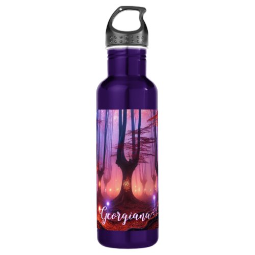 Custom Name Autumnal Enchanted Whimsigoth Forest Stainless Steel Water Bottle