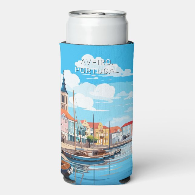 Custom Name Aveiro Portugal Seltzer Can Cooler (Seltzer Back)