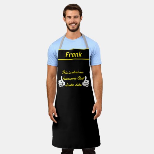 Custom Name Awesome Black Chef Personalized Apron