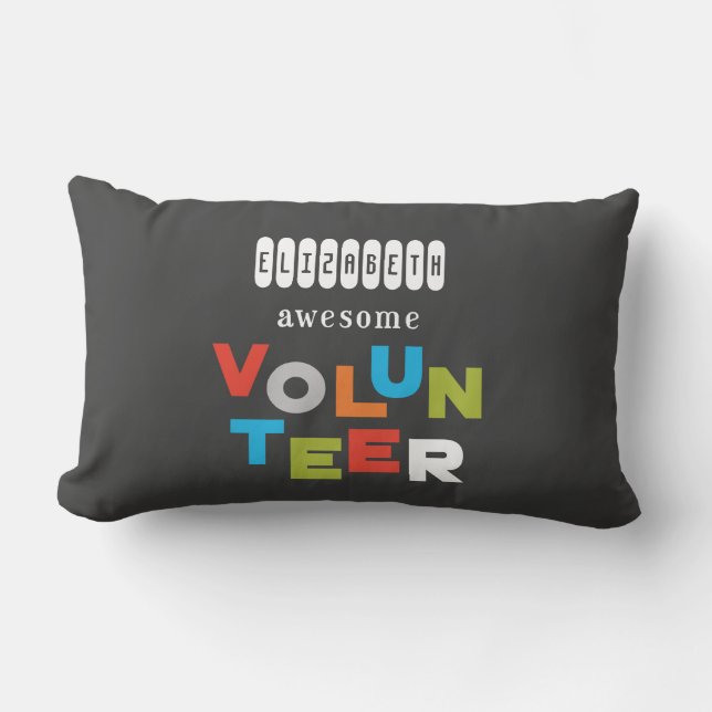 Custom Name, Awesome Volunteer Appreciation Lumbar Pillow (Front)
