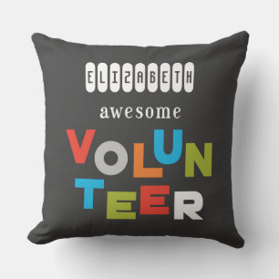 Custom Name, Awesome Volunteer Appreciation Throw Pillow