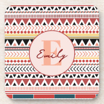 Custom Name Aztec Elegance Warm Red Ethnic Pattern