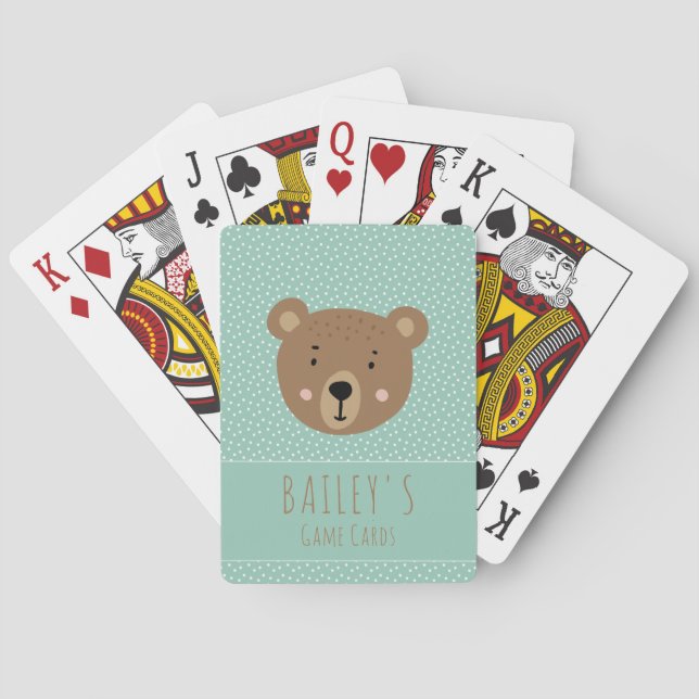 Custom name Baby bear cute kids Poker Cards (Back)