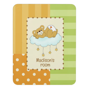 Custom Name Baby Bear Teddy Door Sign