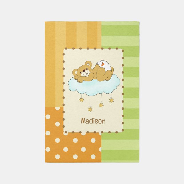 Custom Name Baby Bear Teddy Rug (Front (Vertical))