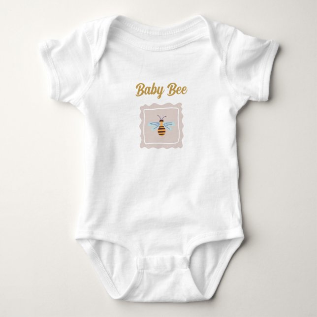 Custom Name Baby Bee Outfit Girl Boy Personalized  Baby Bodysuit (Front)
