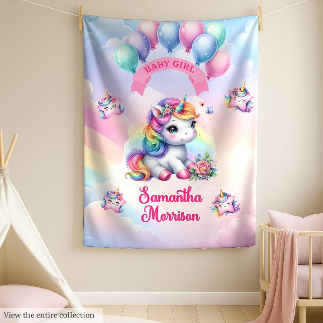 Custom Name Baby Blanket Unicorn Rainbow Clouds (Custom Name Baby Blanket Unicorn Rainbow Clouds)