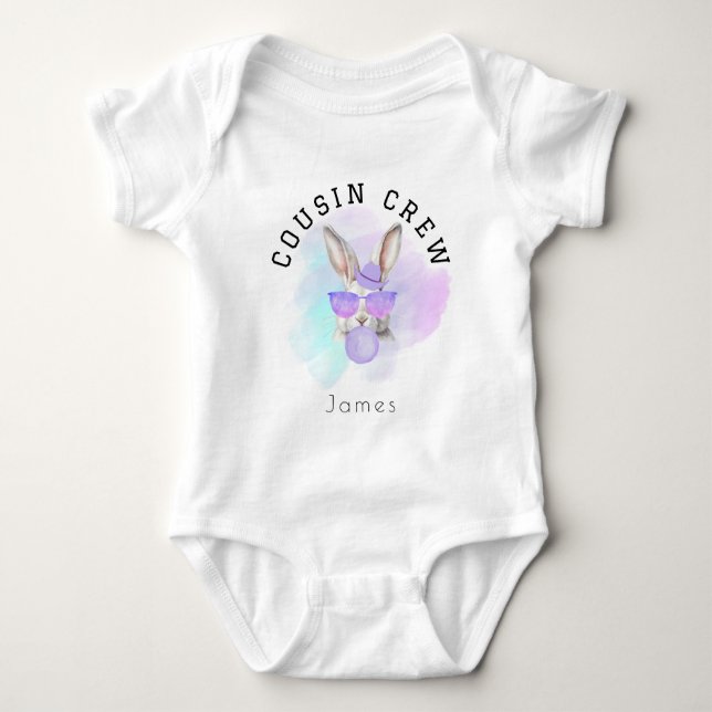 Custom Name Baby Boy Cousin Crew Easter Family Baby Bodysuit (Front)