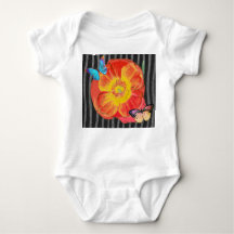 CUSTOM NAME BABY COTTON BODYSUIT RED POPPY