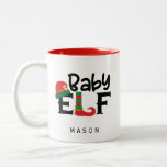 Custom Name Baby Elf Two-Tone Coffee Mug<br><div class="desc">Custom Name Baby Elf Mug</div>