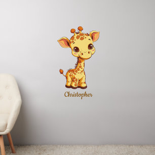 Custom Name Baby Giraffe Wall Decal