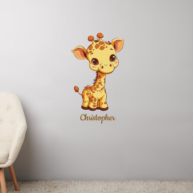 Custom Name Baby Giraffe Wall Decal (Living Room 2)
