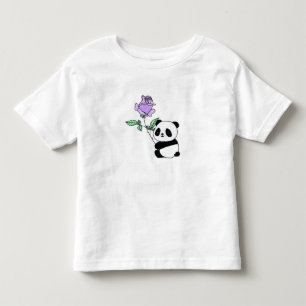 Custom Name Baby Panda with Purple Rose Toddler T-shirt