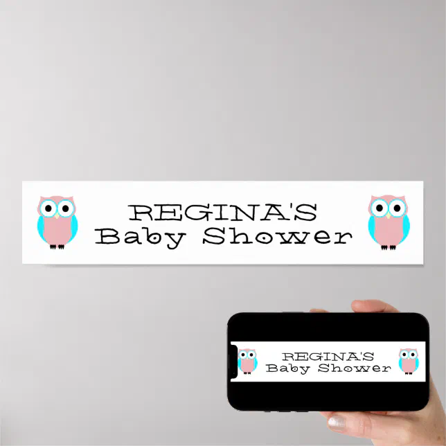 Custom Name Baby Shower Cute Owls Poster Zazzle